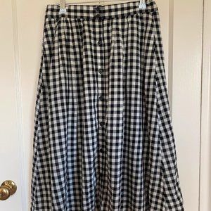 Black & White Checkered Midi Skirt (S) (Vintage!)